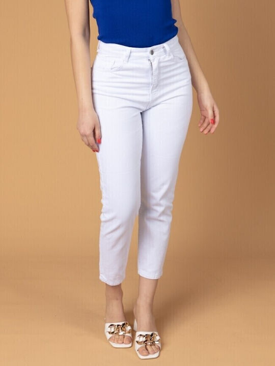 Hoch tailliert Damenjeans Weiß