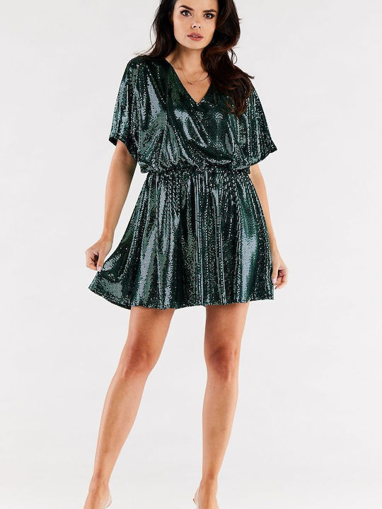 Awama Mini Evening Dress Green