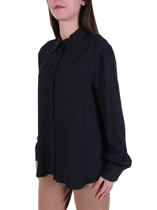 Pinko Women's Silky Monochrome Long Sleeve Shirt Black