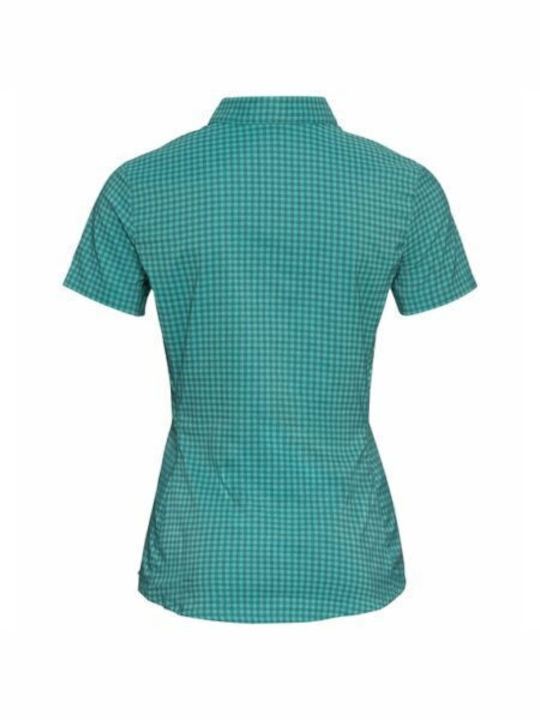 Odlo Women's Checked Short Sleeve Shirt Green