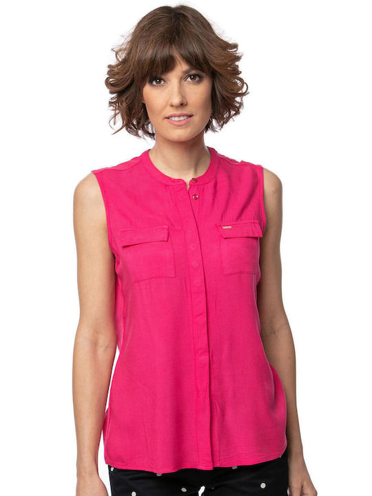 Heavy Tools Women's Monochrome Sleeveless Shirt Pink