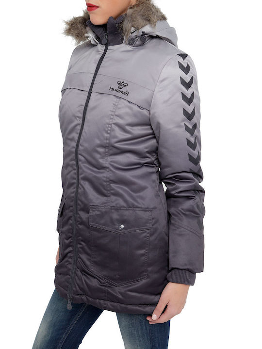 Hummel Women's Long Lifestyle Jacket for Winter Gray