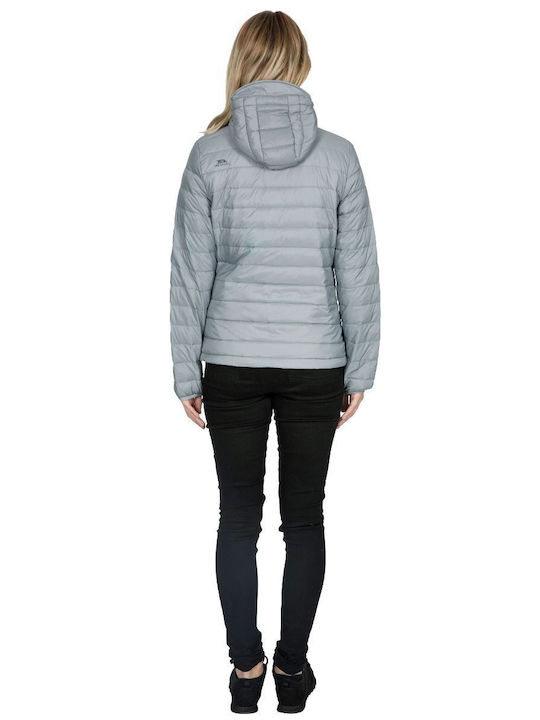 Trespass Women's Short Puffer Jacket Waterproof for Winter with Hood Gray