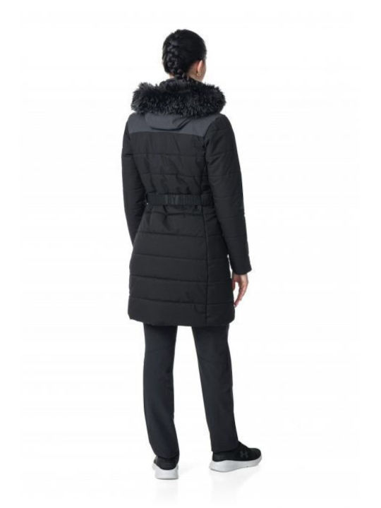 Kilpi Women's Long Parka Jacket for Winter with Hood Black