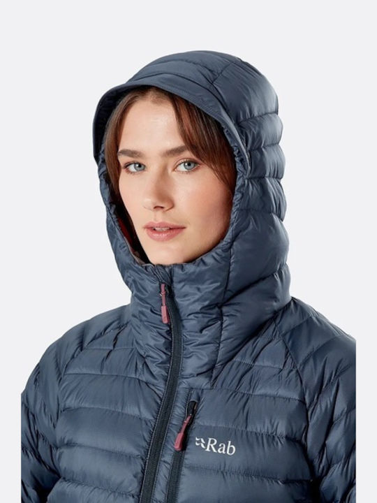 Rab Microlight Alpine Women's Short Puffer Jacket for Winter with Hood Navy Blue RAB--DI_1