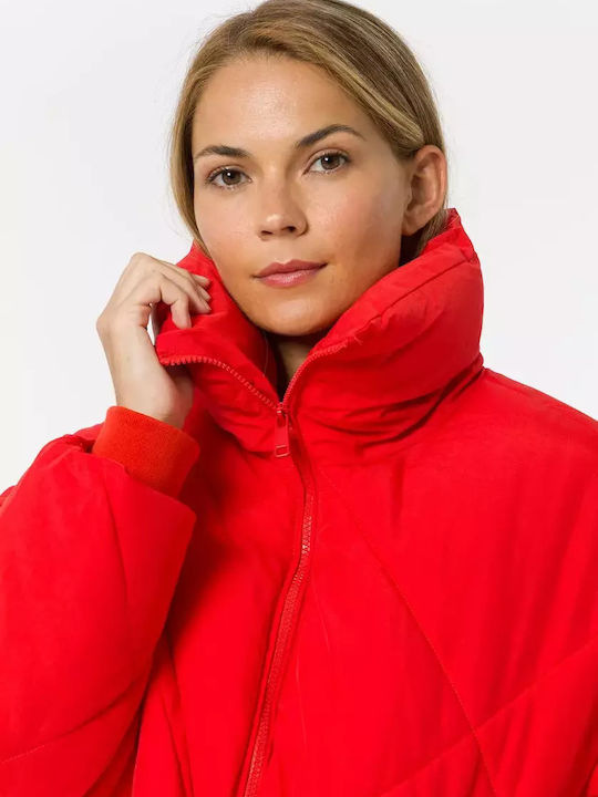 Kurz Damen Puffer Jacke Rot
