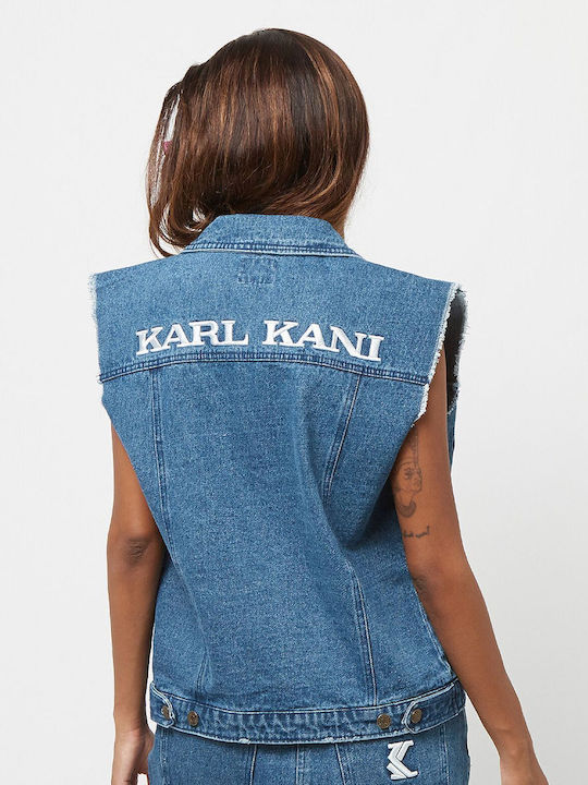 Karl Kani OG Women's Short Jean Jacket for Spring or Autumn Blue