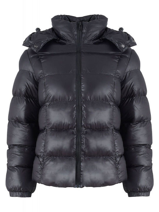 G Secret Kurz Damen Puffer Jacke Wasserdicht für Winter Schwarz