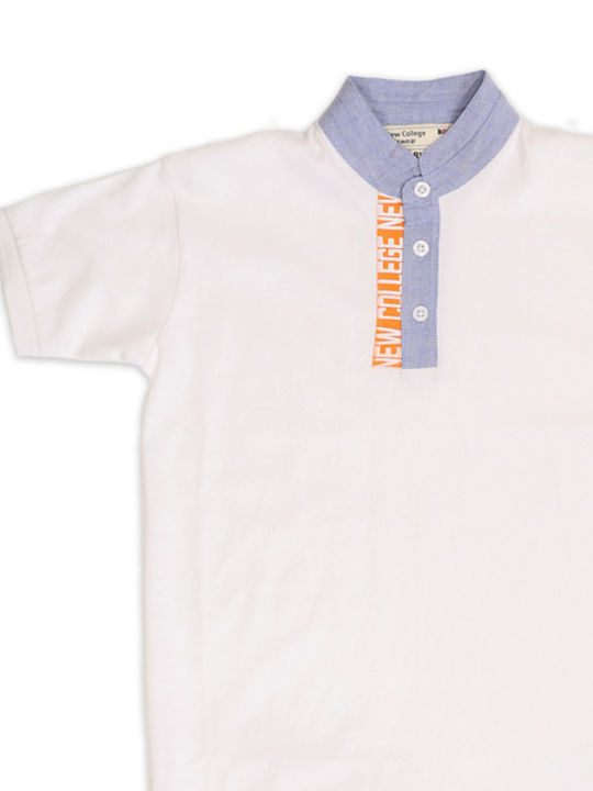 New College Kids Blouse Short Sleeve White