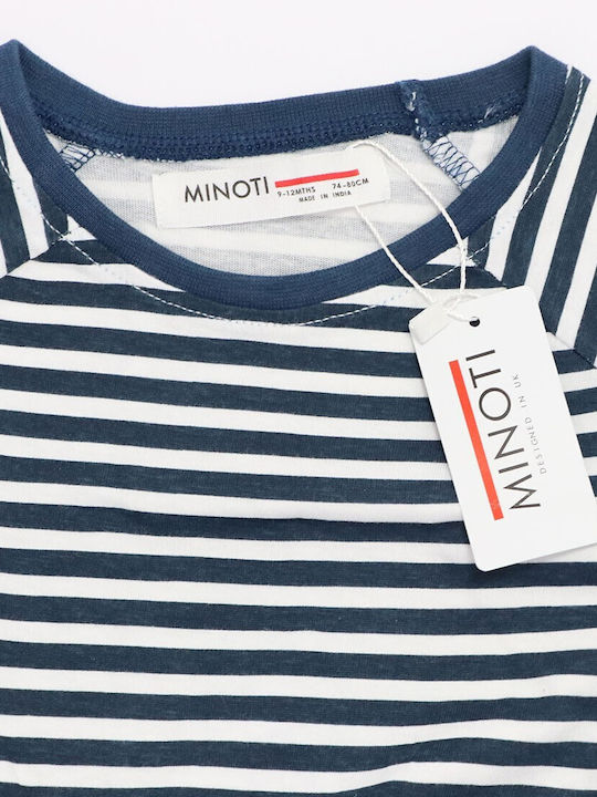 Minoti Kids Dress Striped Long Sleeve Navy Blue