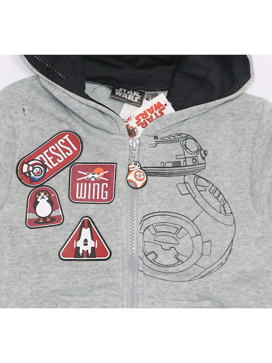 Kids Sweatshirt Cardigan Fleece with Hood Gray Star Wars