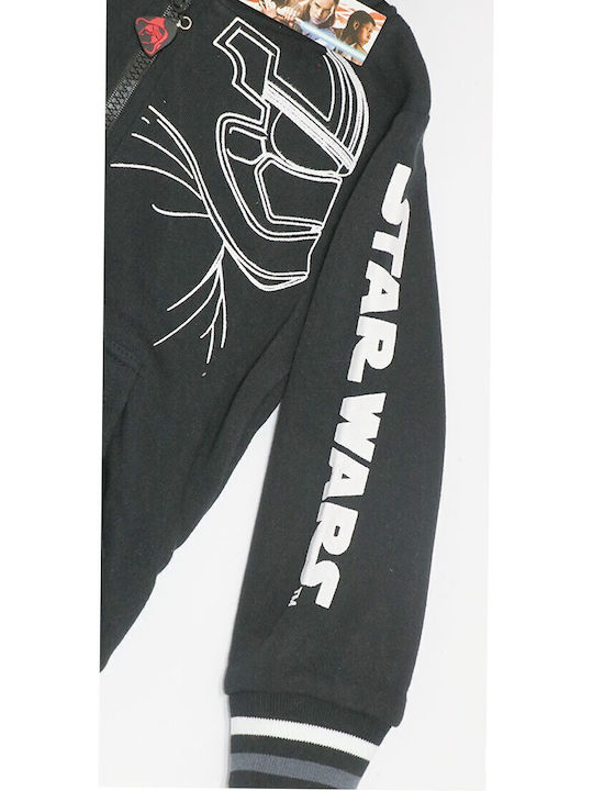 Παιδική Ζακέτα Φούτερ Fleece με Κουκούλα Μαύρη