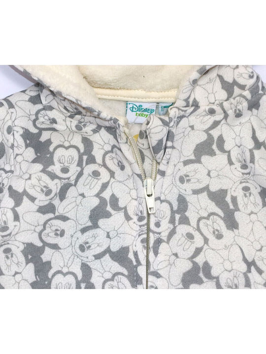 Kinder-Sweatshirtjacke Fleece mit Kapuze Weiß Minnie Mouse