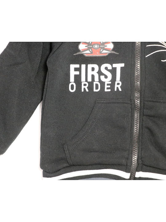 Παιδική Ζακέτα Φούτερ Fleece με Κουκούλα Μαύρη