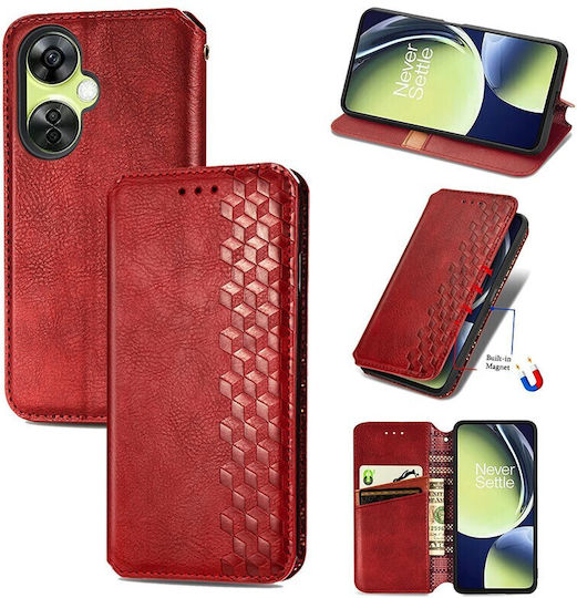Cubic Grid Book Piele artificială Roșu (OnePlus Nord CE 3)