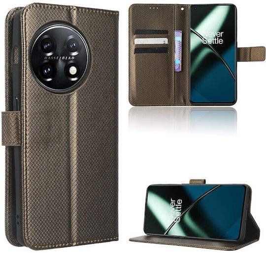 Diamond Leather Wallet Δερματίνης Καφέ (OnePlus 11)