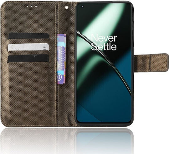 Diamond Leather Wallet Δερματίνης Καφέ (OnePlus 11)