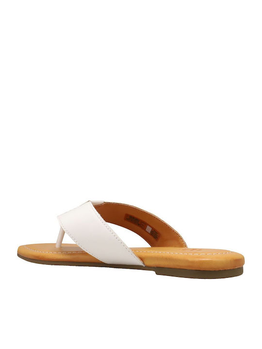 Carey Flip Leather Women's Flat Sandals in White Color