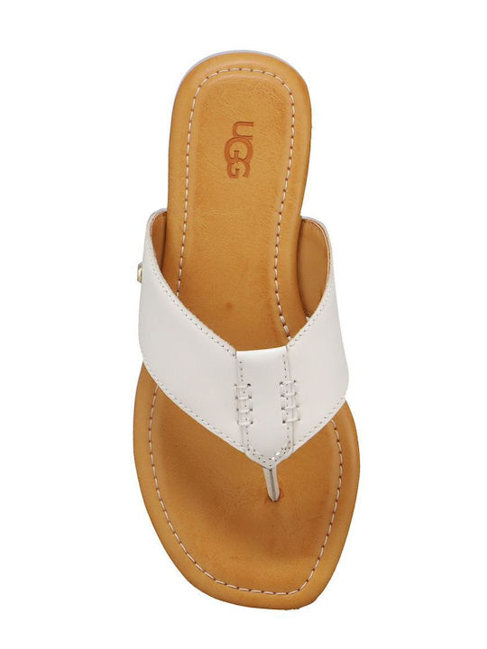Carey Flip Leather Women's Flat Sandals in White Color