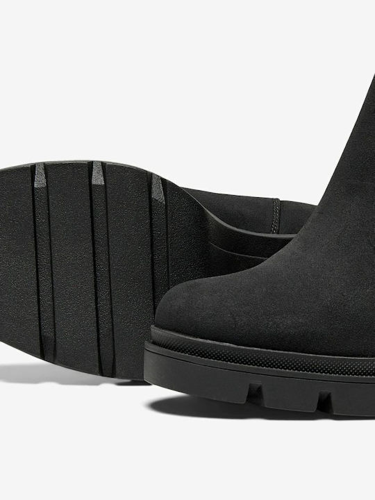 Leder Damen Chelsea Stiefeletten Schwarz