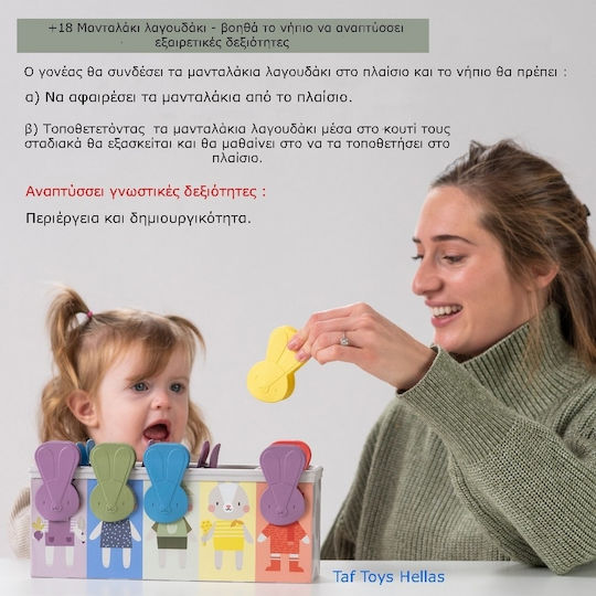 Taf Toys Shape Sorting Toy Match & Count Bunny made of Wood with Light and Sounds for 18++ Months