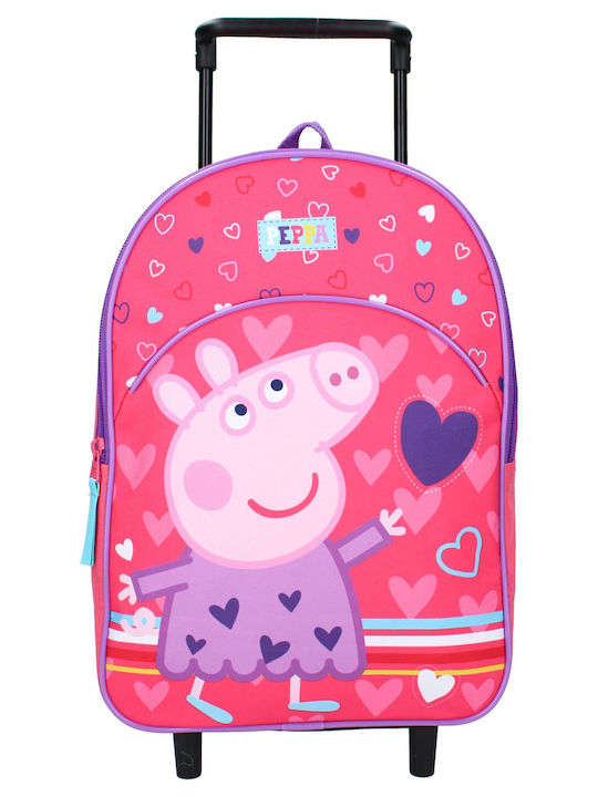 Peppa Pig - Hearts and Stripes School Bag Trolley Kindergarten in Pink color