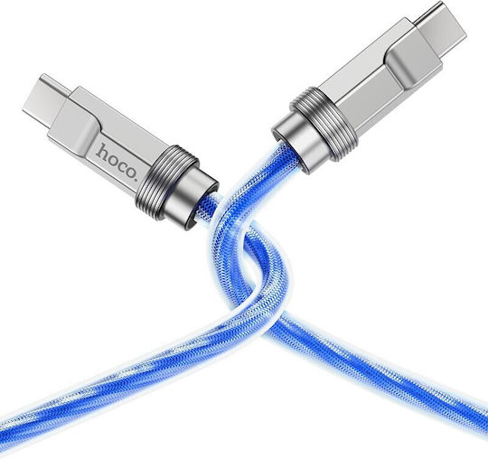 Hoco U113 Плетен USB 2.0 Кабел USB-C Мъжки - USB-C 100W Захранване PD Син 1м U113C