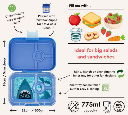Yumbox Shark Πλαστικό Παιδικό Δοχείο Φαγητού Μπλε