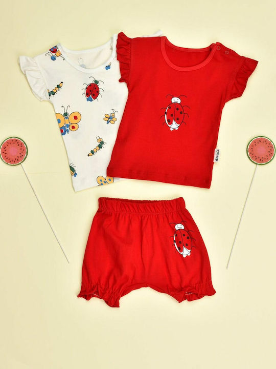 Potre Kids Set with Shorts Summer 3pcs Red