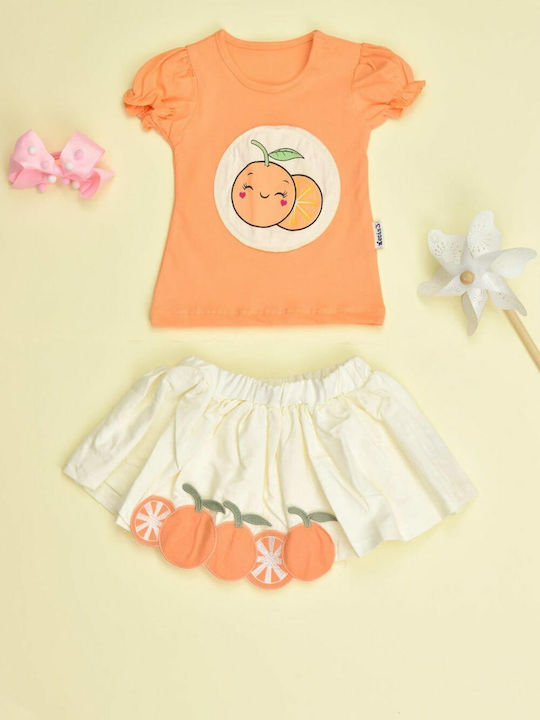 Potre Kids Clothing Set with Skirt Orange 2 Pieces