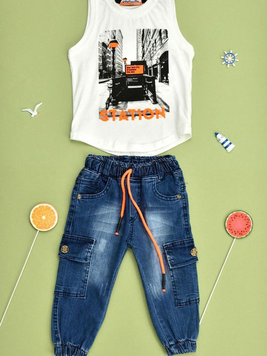 Kinder-Set mit Hose Sommer 3Stück Ecru