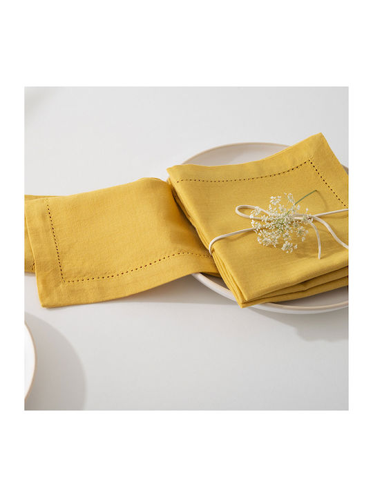 Atmosphera A-S Chambray Cotton Napkin Set 4pcs Yellow 40x40cm