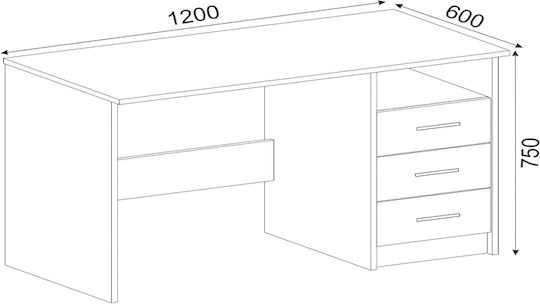Бюро Eldoris Дървено Бяло 120x60x75см