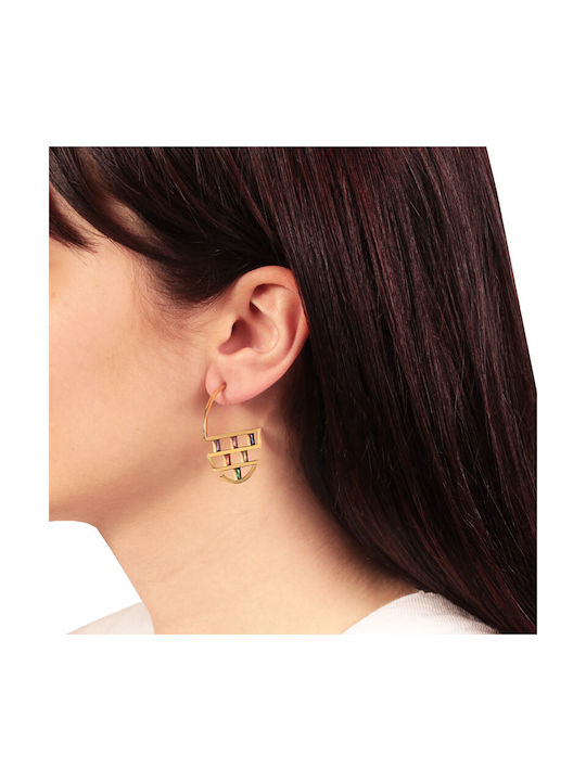 Abadianakis Earrings Hoops made of Steel Gold Plated