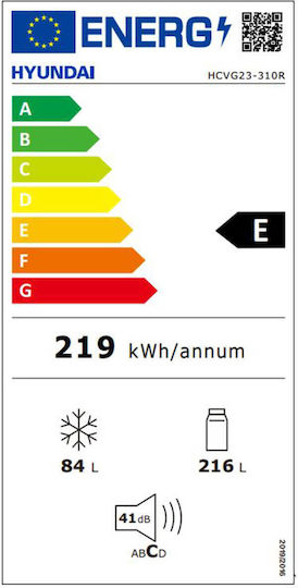 Hyundai Ψυγειοκαταψύκτης 300lt Υ192xΠ60xΒ62.8εκ. Μπλε HCVG23-310BL