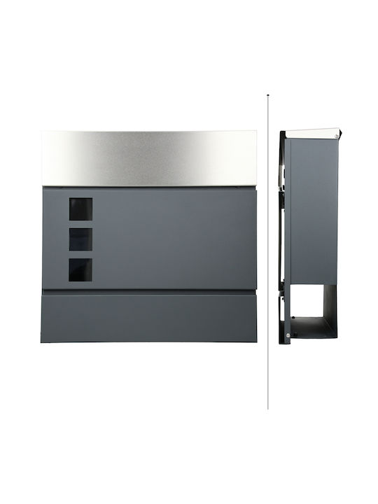 ML-Design Γραμματοκιβώτιο Μεταλλικό σε Γκρι Χρώμα 37x36.5x11cm