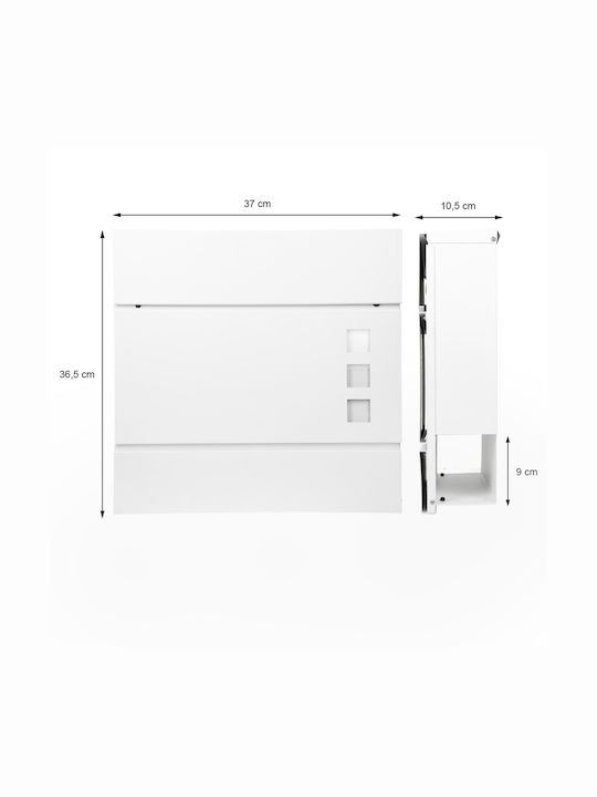 ECD Germany Cutie Poștală pentru Exterior Inox în Culoarea Alb 37x10.5x36.5cm