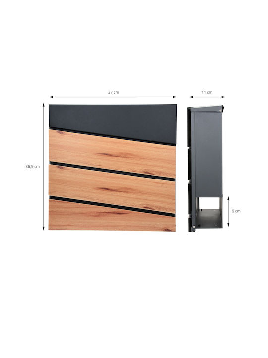 ML-Design Γραμματοκιβώτιο Μεταλλικό σε Γκρι Χρώμα 37x36.5x11cm
