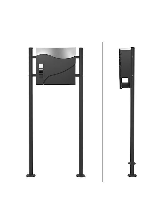 ECD Germany Γραμματοκιβώτιο Εξωτερικού Χώρου Inox σε Μαύρο Χρώμα 37x10.5x36.5cm