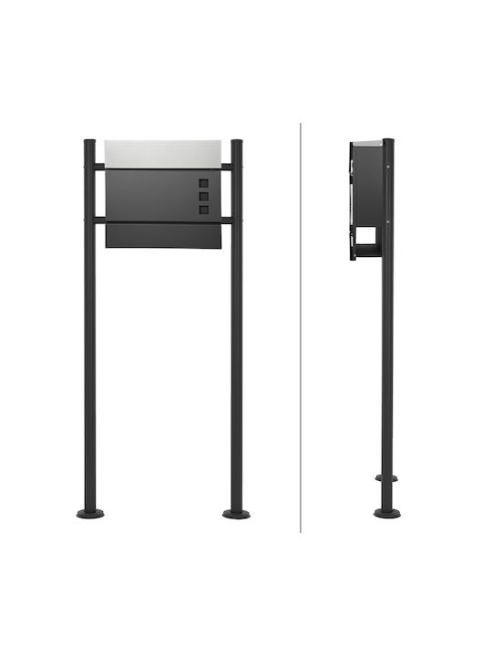 ECD Germany Външна Пощенска Кутия Inox в Черен Цвят 37x10.5x36.5см