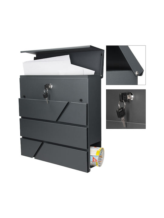 ML-Design Außenbereich Briefkasten Inox in Schwarz Farbe 37x11x37cm