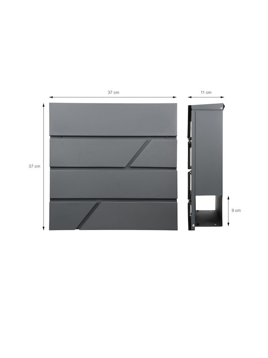 ML-Design Außenbereich Briefkasten Inox in Schwarz Farbe 37x11x37cm