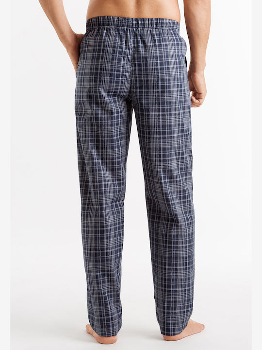 Hanro Men's Winter Checked Pajama Pants Blue