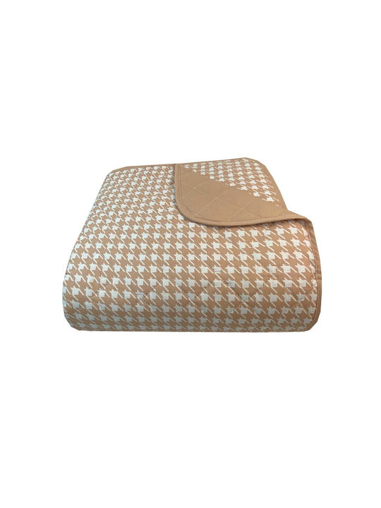 Astron Italy Pied De Poule Coverlet Queen Size Cotton Beige 220x240cm