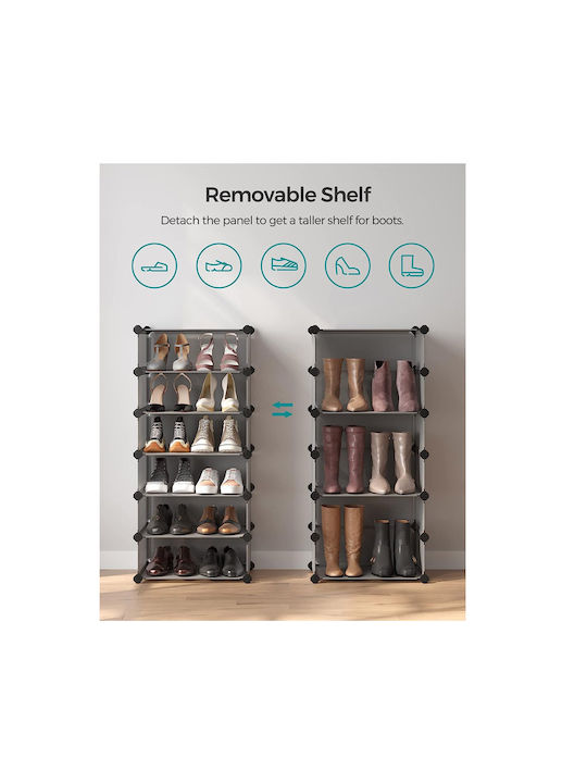 Plastik Schuhschrank mit 10 Regalen Silber L43xW31xH173cm