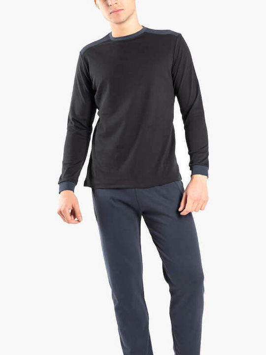 A.A UNDERWEAR Χειμερινή Ανδρική Πιτζάμα Navy Μπλε