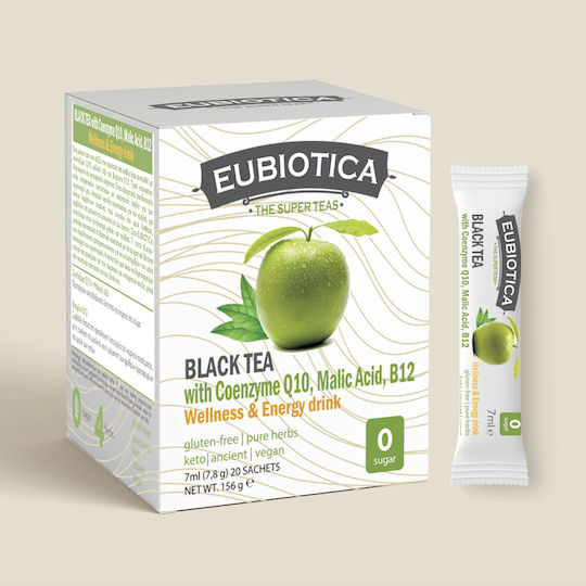 Eubiotica Beverage Black Tea with Coenzyme Q10, Malic Acid & B12 Sticks 156gr