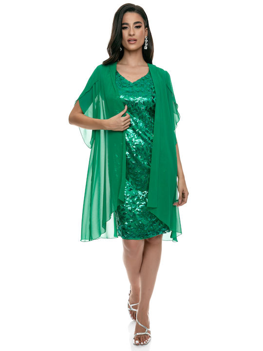 RichgirlBoudoir Καλοκαιρινό Midi Βραδινό Φόρεμα με Δαντέλα Πράσινο