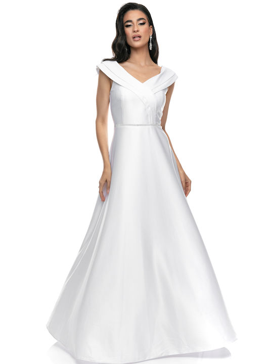 RichgirlBoudoir Καλοκαιρινό Maxi Φόρεμα για Γάμο / Βάπτιση Σατέν Λευκό