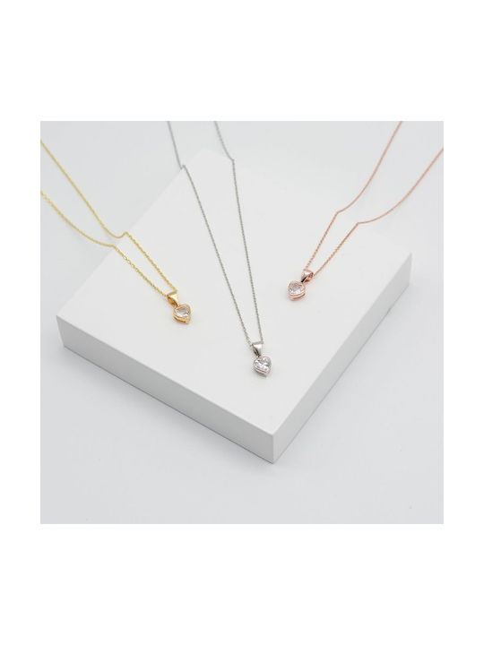 Amor Amor Necklace with design Heart from Gold Plated Silver with Zircon